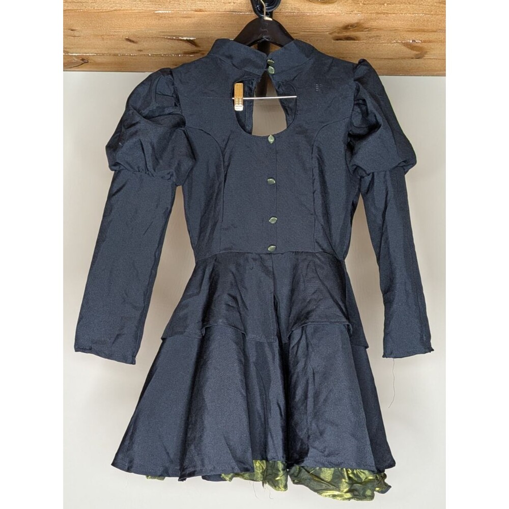Underwraps Witch Dress & Hat Set S Black/Green Button Up Green Lace Halloween
